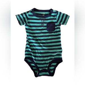 Carters Turquoise & Navy Striped Onesie